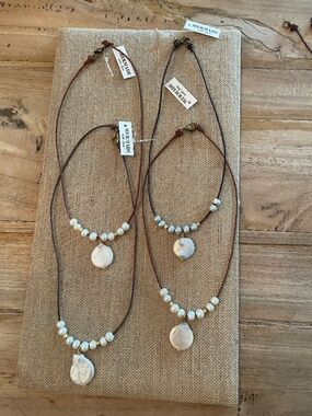 Pearl and leather necklace